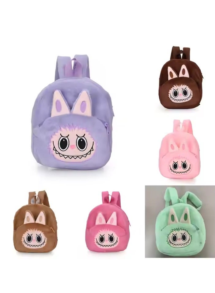 Adorable Labubu Macaron Monster Plush Backpack for Kids – Cute Cartoon 3D Kawaii Toddler Backpack, Soft & Lightweight School Bag for Boys & Girls, Adjustable Strap, Eco-Friendly Gift for Nursery, Travel & Playdates  - Image 3