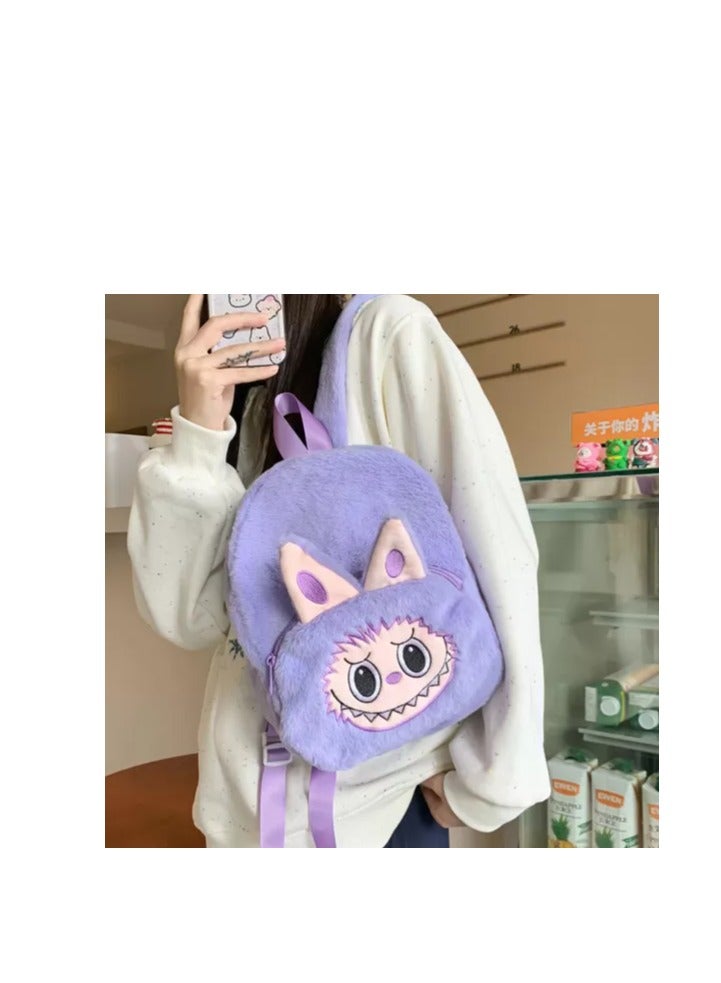 Adorable Labubu Macaron Monster Plush Backpack for Kids – Cute Cartoon 3D Kawaii Toddler Backpack, Soft & Lightweight School Bag for Boys & Girls, Adjustable Strap, Eco-Friendly Gift for Nursery, Travel & Playdates  - Image 5