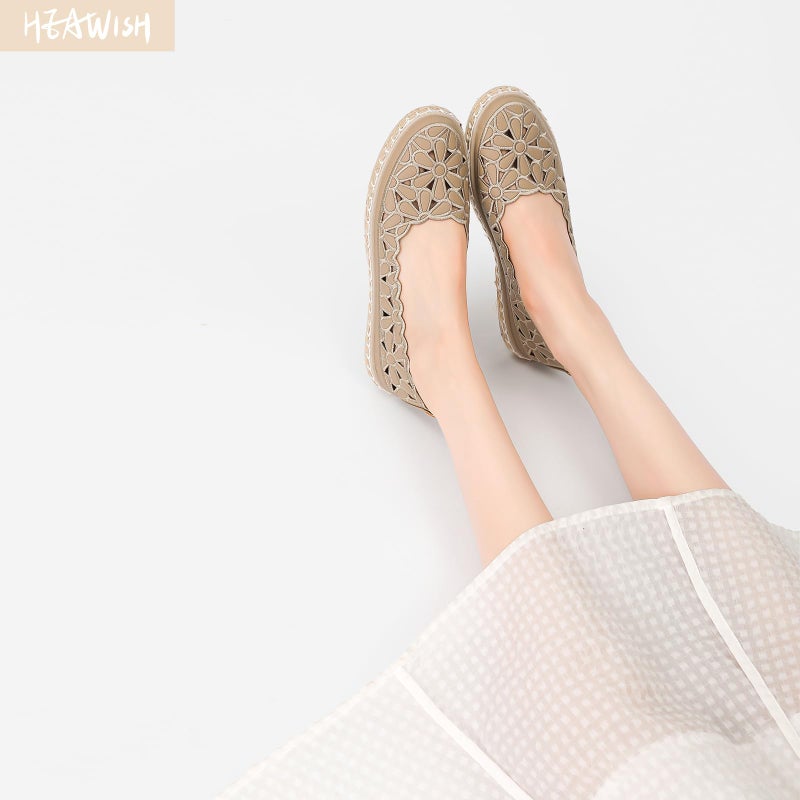 HEAWISH Womenâ€™s Ballet Flat Daisy Round Toe Dress Shoes Casual Slip On Rope Loafer(Chocolate, US8.5) - Image 2