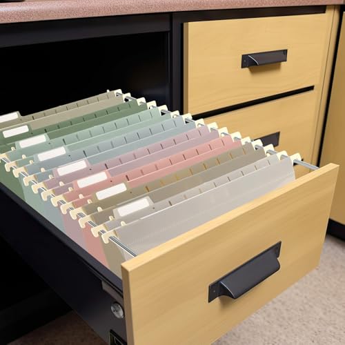 gisgfim 16 Pack Plastic Hanging File Folder Letter Size 1inch Expanding File Folders with Tabs Extra Capacity Hang Folders Heavy Duty for Filing Cabinet Designed for Bulky Files Morandi Colors - Image 4