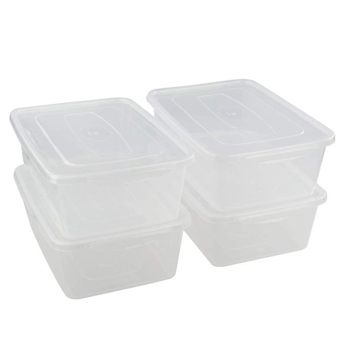 CLEAR PLASTIC STORAGE BIN 14 QUART LATCHING BOX CONTAINER WITH LID 4 PACKS