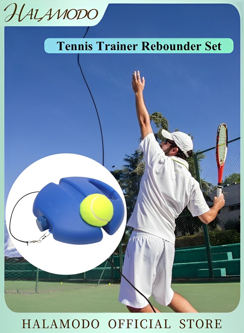HALAMODO Tennis Trainer Rebounder Set Solo Tennis Trainer Practice Equipment Trainer Cemented Baseboard with Rope for Adults & Kids & Beginners - Image 1