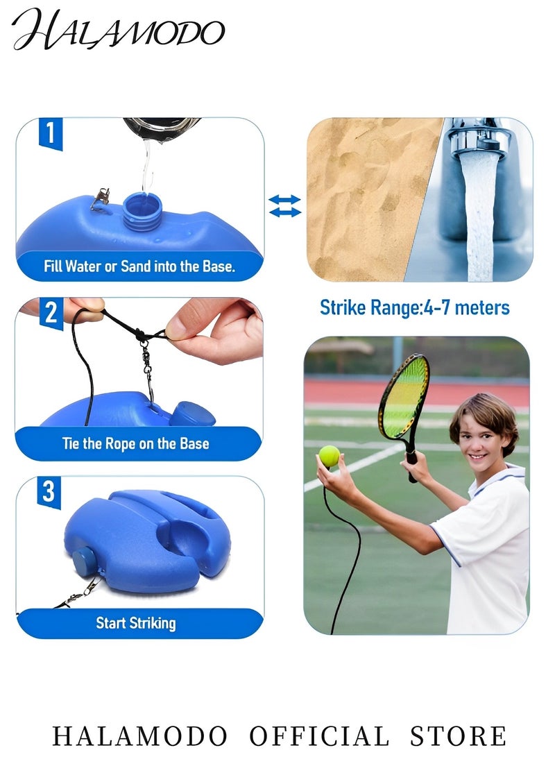 HALAMODO Tennis Trainer Rebounder Set Solo Tennis Trainer Practice Equipment Trainer Cemented Baseboard with Rope for Adults & Kids & Beginners - Image 3