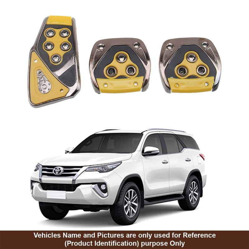 Oshotto مجموعة أغطية دواسات السيارة Oshotto 3 قطع غير قابلة للانزلاق CS-375 متوافقة مع تويوتا فورتشنر القديمة (أصفر) - Image 1
