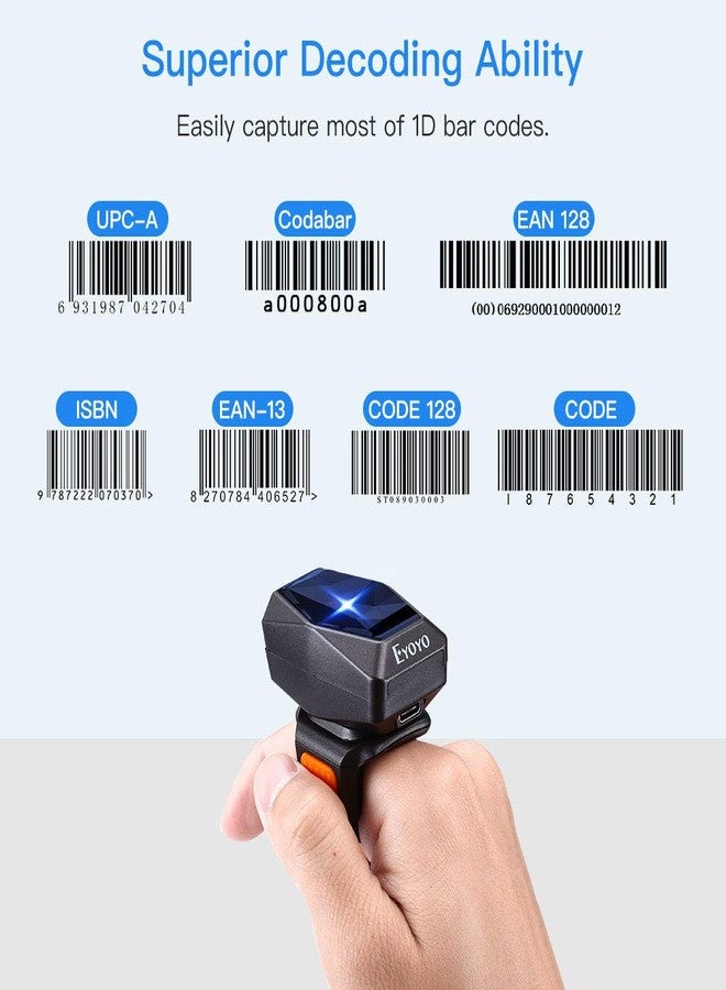 Eyoyo 1D Bluetooth Wearable Ring Barcode Scanner, Portable Bar Code Reader with 2.4GHz Wireless & USB Wired Connection Compatible with iPhone iPad Android iOS, for Book, Warehouse Inventory, Express - Image 4