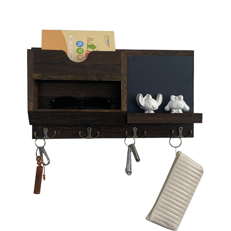 Door Rack Wooden Mail File Classification Storage Rack Entrance Wall Key Finishing Storage Rack - Image 1