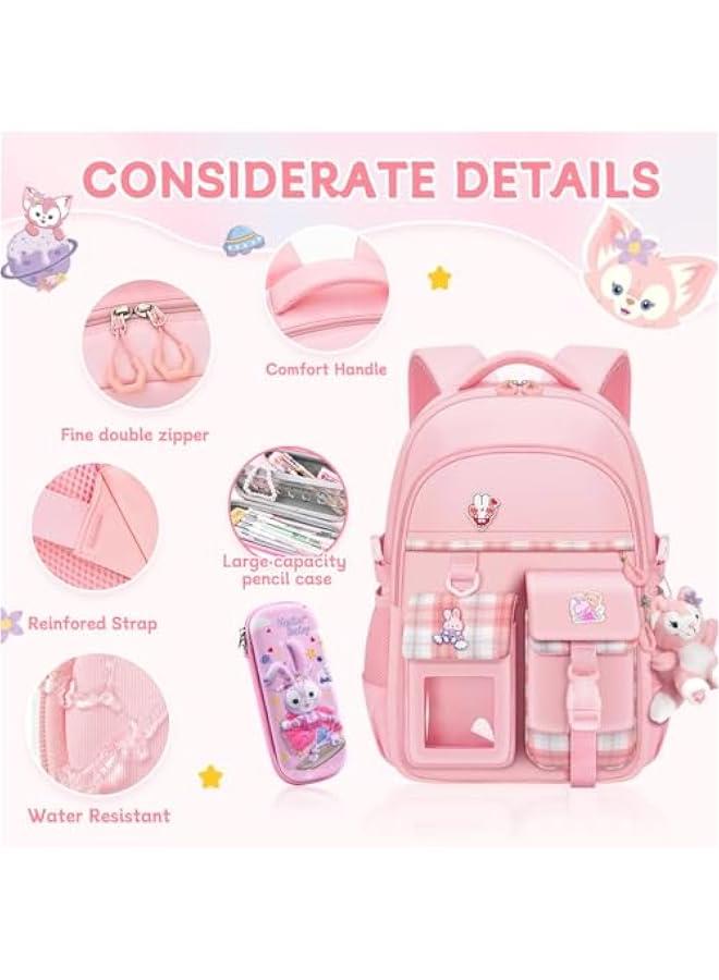 School bag for Girls, Kawaii Bunny Student Backpacks, waterproof backpack,accessories plush pendant Teens Girls Women Students  - Image 3