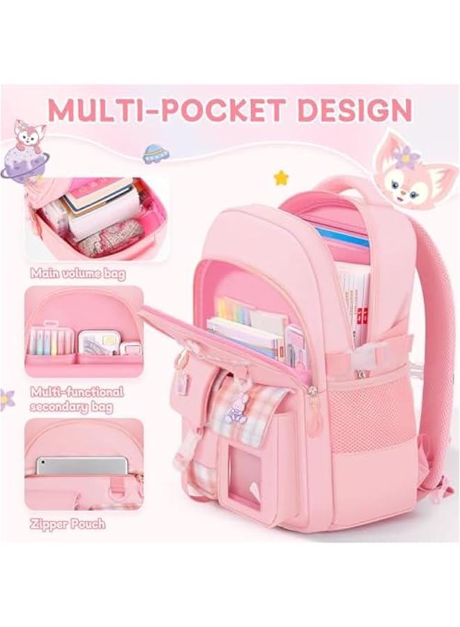 School bag for Girls, Kawaii Bunny Student Backpacks, waterproof backpack,accessories plush pendant Teens Girls Women Students  - Image 4