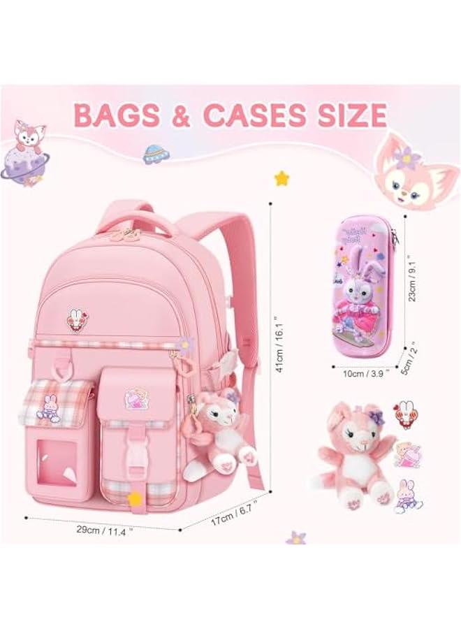 School bag for Girls, Kawaii Bunny Student Backpacks, waterproof backpack,accessories plush pendant Teens Girls Women Students  - Image 2