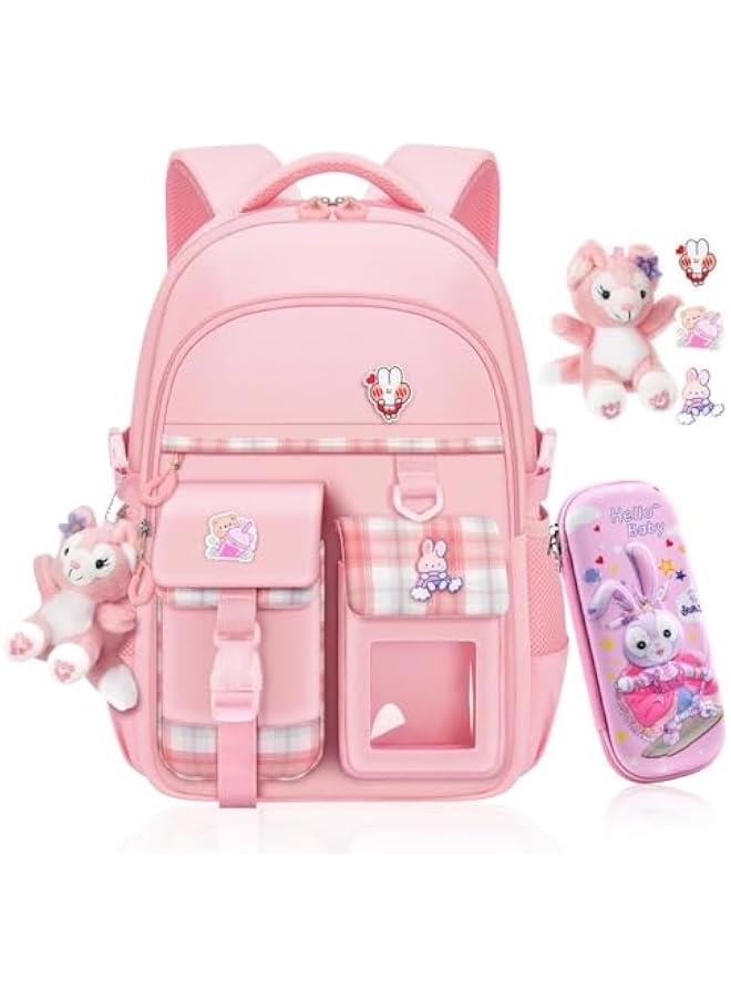 School bag for Girls, Kawaii Bunny Student Backpacks, waterproof backpack,accessories plush pendant Teens Girls Women Students  - Image 1