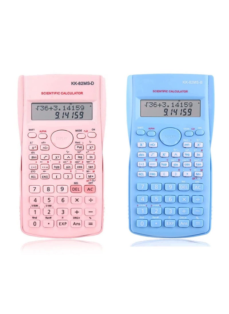 Y&D - SYOSI 2 Pcs Scientific Calculators, Engineering Calculator with 240 Functions, Digital LCD Display for Students, Teachers and Business Use (Pink, Blue) - Image 1