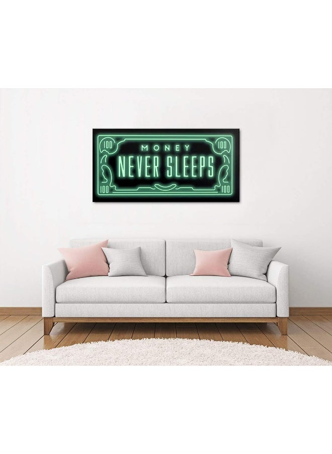 Home Trove Yatsen Bridge Money Never Sleeps Inspirational Framed Office Wall Art Large Size 100 Dollar Artwork Wall Pictures Framed Ready To Hang-40 Inch X 20 Inch  - Image 4