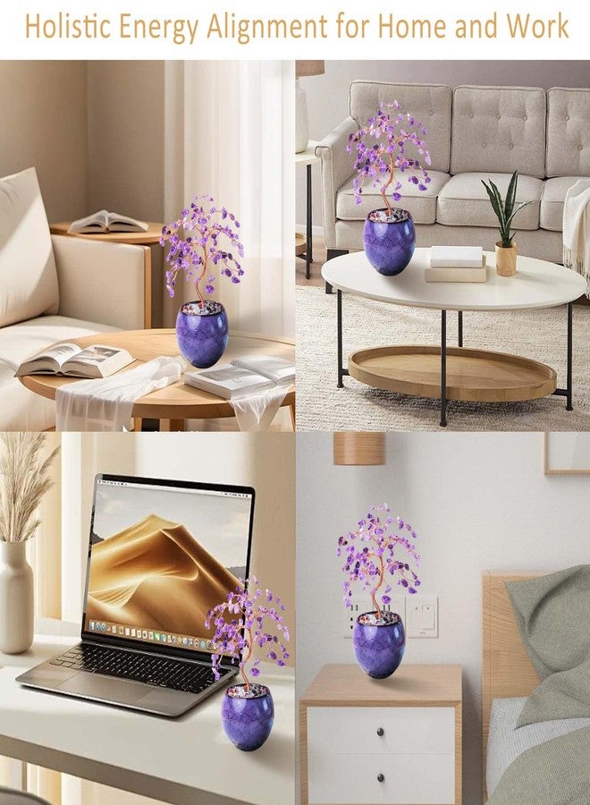 Runyangshi Amethyst Crystal Tree of Life - 8" Large Natural Chakra Healing Crystal Tree, Bringing Money, Good Luck, Positive Energy for Home Decor, Feng Shui Gifts, Office Desk Ornament - Image 5