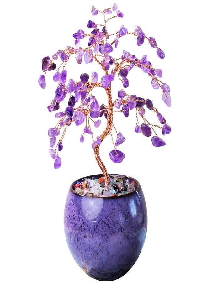 Runyangshi Amethyst Crystal Tree of Life - 8" Large Natural Chakra Healing Crystal Tree, Bringing Money, Good Luck, Positive Energy for Home Decor, Feng Shui Gifts, Office Desk Ornament - Image 1