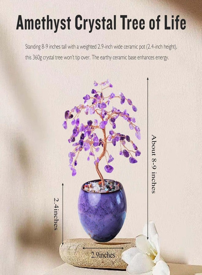 Runyangshi Amethyst Crystal Tree of Life - 8" Large Natural Chakra Healing Crystal Tree, Bringing Money, Good Luck, Positive Energy for Home Decor, Feng Shui Gifts, Office Desk Ornament - Image 2