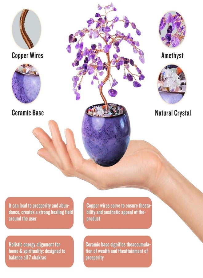 Runyangshi Amethyst Crystal Tree of Life - 8" Large Natural Chakra Healing Crystal Tree, Bringing Money, Good Luck, Positive Energy for Home Decor, Feng Shui Gifts, Office Desk Ornament - Image 3