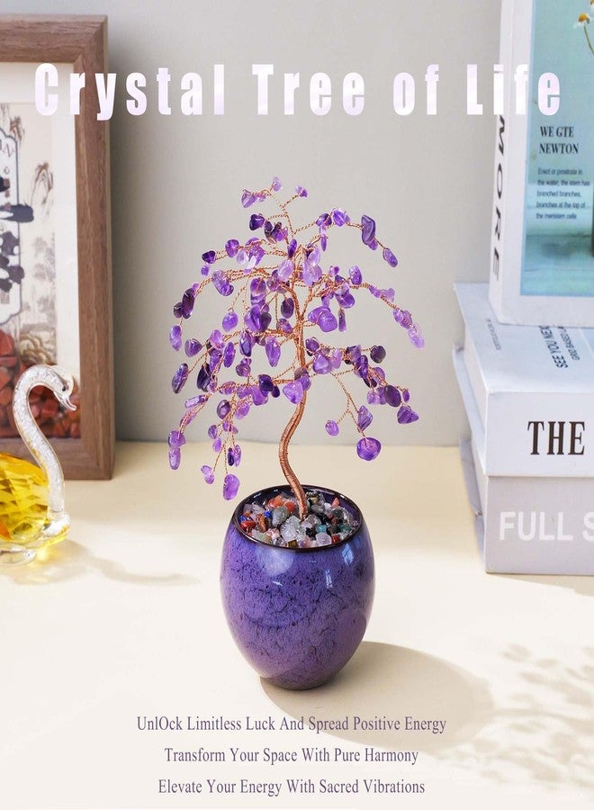 Runyangshi Amethyst Crystal Tree of Life - 8" Large Natural Chakra Healing Crystal Tree, Bringing Money, Good Luck, Positive Energy for Home Decor, Feng Shui Gifts, Office Desk Ornament - Image 4