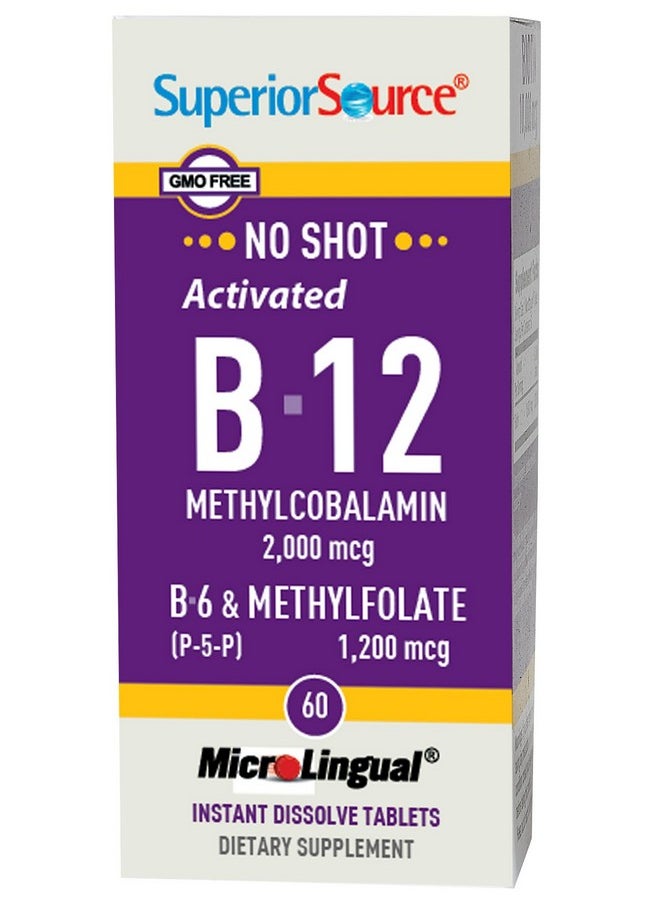 Superior Source No Shot Methylfolate B12 2000Mcg P5P Tablets 60 Count  - Image 1