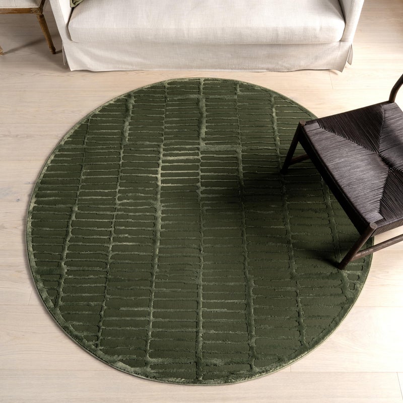 Nuloom Kailani Green, 6' Round, Geometric, Soft and Cozy, High Traffic, Stain Resistant, Easy Clean, Durable Washable Area Rug for Bedroom, Living Room, Dining Space, Den, Foyer, Entryway - Image 1