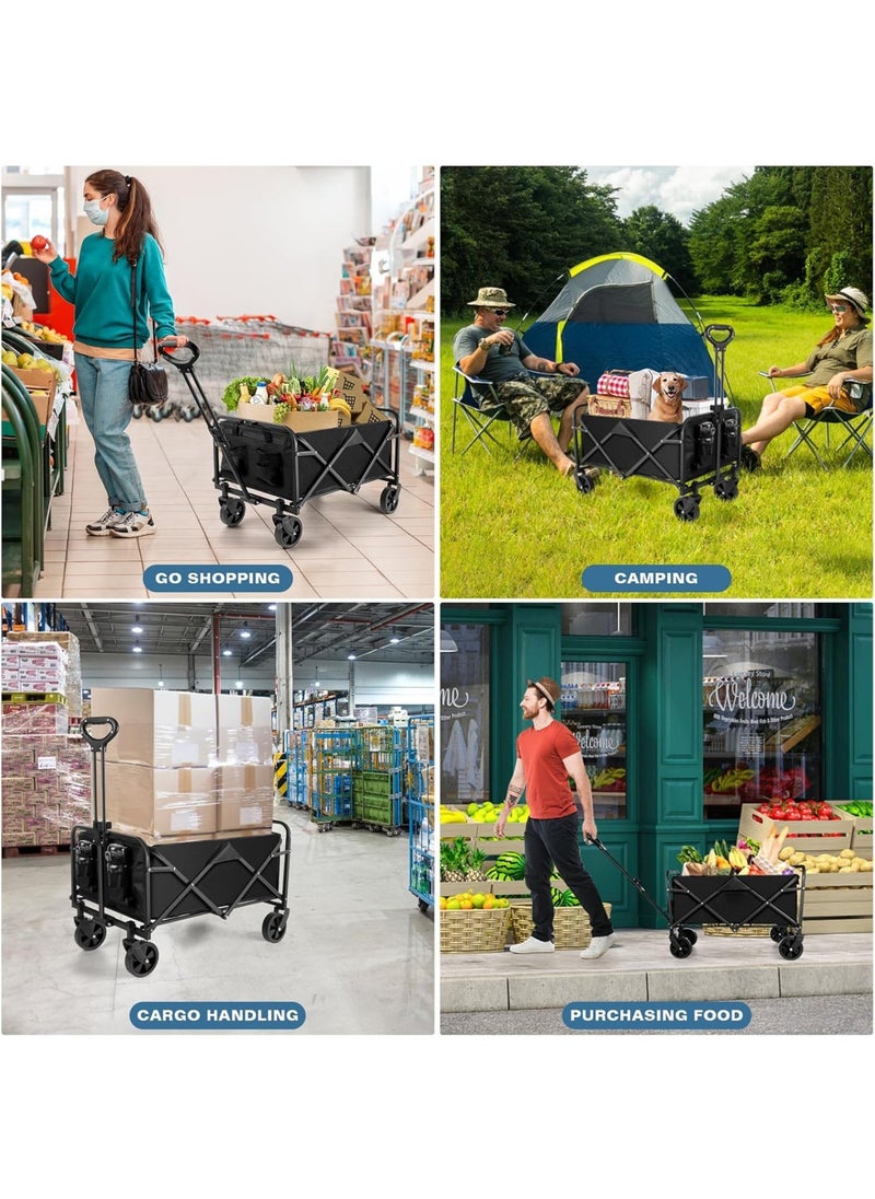 SUNRISE - Wagons Carts Foldable with Adjustable Handle,Shopping Cart Trolley,Foldable Collapsible Wagon,Utility Folding Cart for Grocery,Garden,Beach,Camping - Image 1
