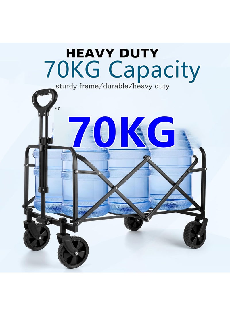 SUNRISE - Wagons Carts Foldable with Adjustable Handle,Shopping Cart Trolley,Foldable Collapsible Wagon,Utility Folding Cart for Grocery,Garden,Beach,Camping - Image 1