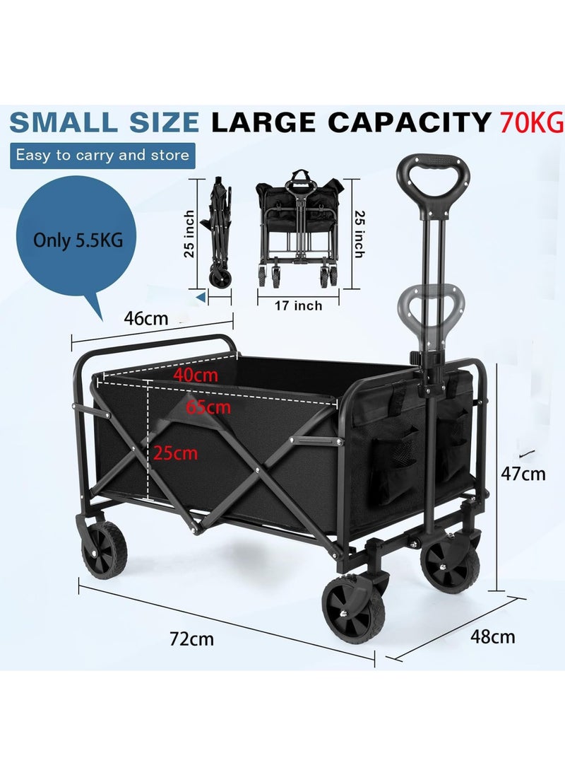 SUNRISE - Wagons Carts Foldable with Adjustable Handle,Shopping Cart Trolley,Foldable Collapsible Wagon,Utility Folding Cart for Grocery,Garden,Beach,Camping - Image 1