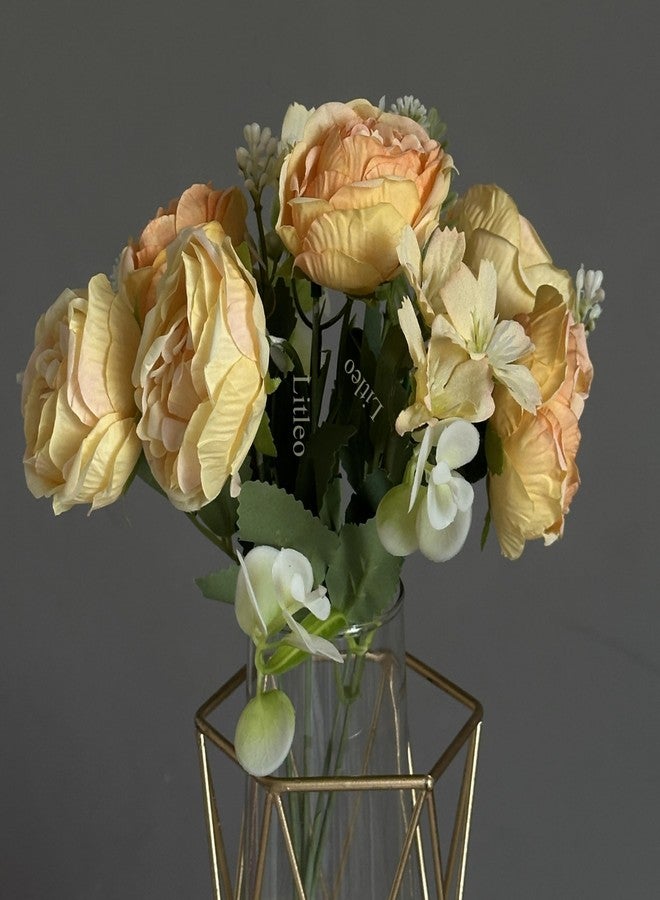 Litleo Artificial Peony and Rose Bouquet, Flowers with Accents, (Without Vase) (Yellow 1 Bunch) - Image 1