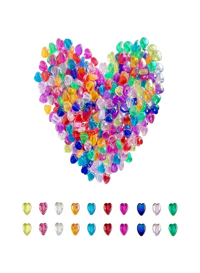 ZYYC 300 PCS Heart Beads, AB Acrylic Bead Heart Beads, for Jewelry Making DIY Bracelet arrings - Image 1