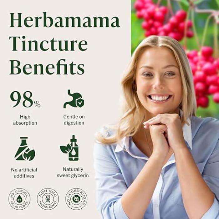 HERBAMAMA Schisandra Berry Supplement – Schisandra Extract for Stress Relief Support & Cortisol Support – Vegan, Non-GMO, Alcohol & Sugar-Free Calm Supplement, 28-Day Supply - Image 5
