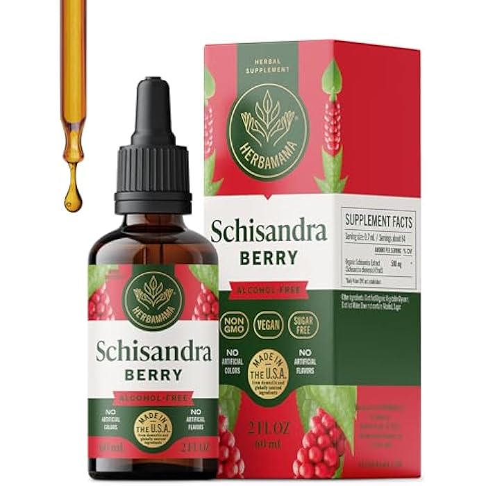 HERBAMAMA Schisandra Berry Supplement – Schisandra Extract for Stress Relief Support & Cortisol Support – Vegan, Non-GMO, Alcohol & Sugar-Free Calm Supplement, 28-Day Supply - Image 1