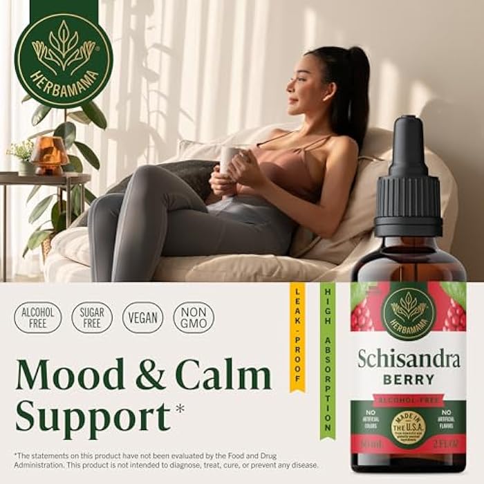 HERBAMAMA Schisandra Berry Supplement – Schisandra Extract for Stress Relief Support & Cortisol Support – Vegan, Non-GMO, Alcohol & Sugar-Free Calm Supplement, 28-Day Supply - Image 2