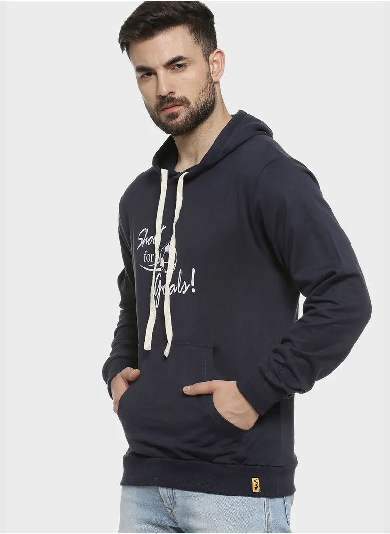 Campus Sutra Front Pocket Printed Hoodie