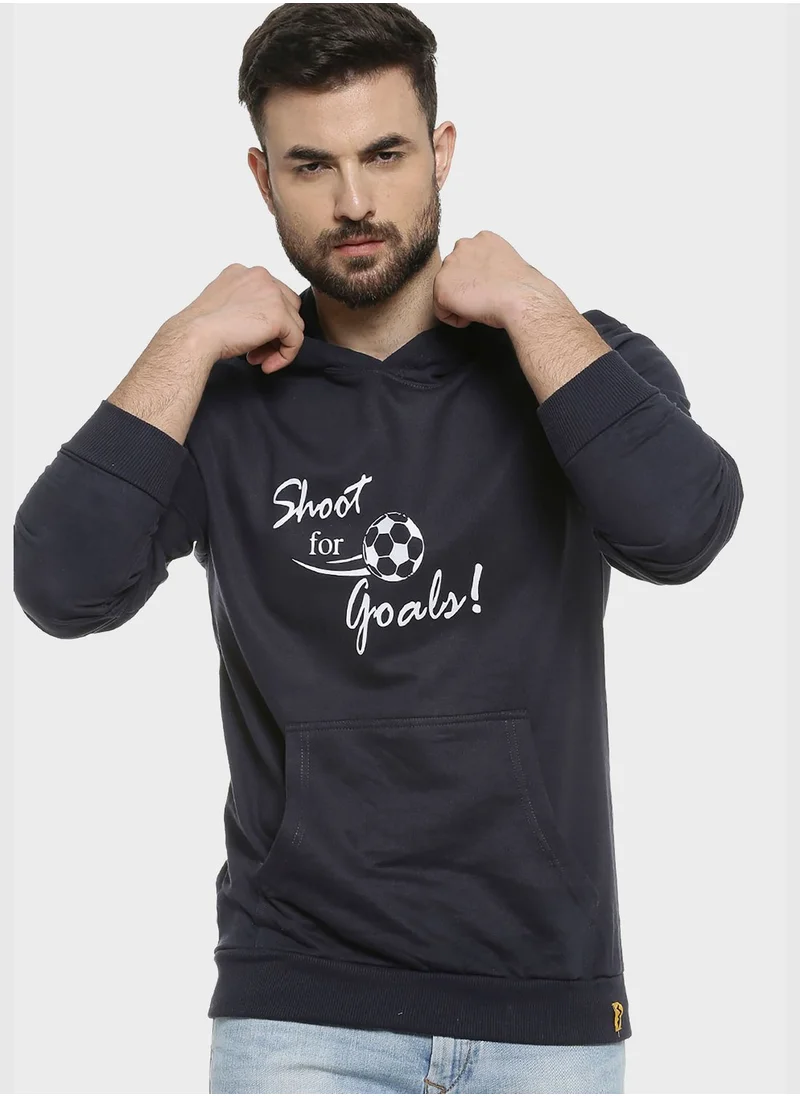 Campus Sutra Front Pocket Printed Hoodie