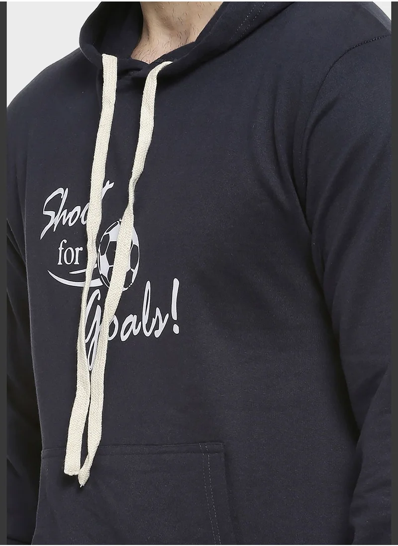 Campus Sutra Front Pocket Printed Hoodie