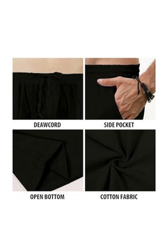 OUYoo Men's Cotton Linen Loose Lightweight Elastic Waist Trouser Yoga Beach Pant Casual Athletic Pants with Pockets  - Image 2