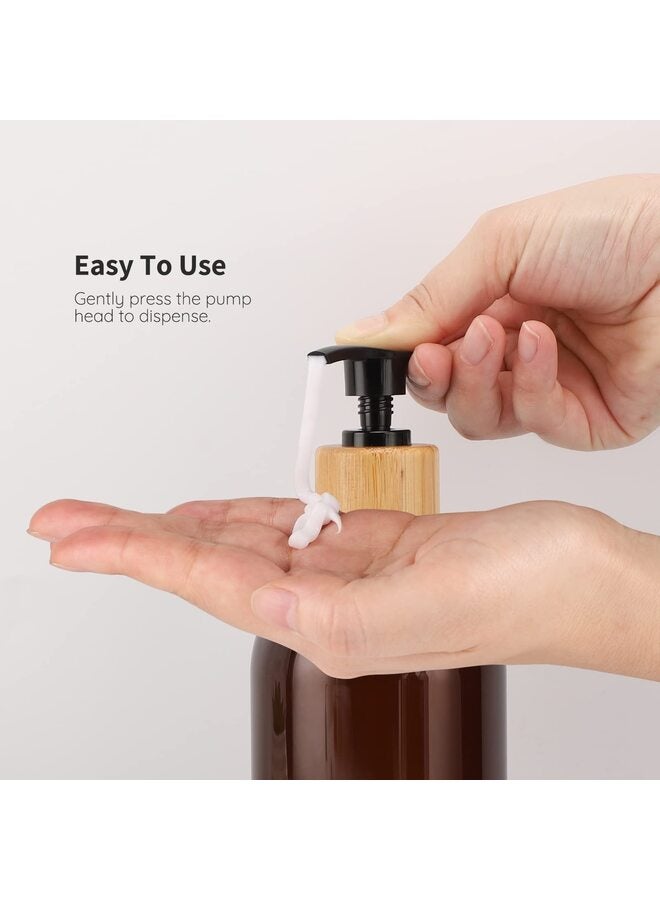 Shampoo Dispenser, 2pcs Empty Refillable Pump Bottle with Labels, 450ml Plastic Press Lotion Dispenser Bathroom Shower Containers for Conditioner Hand Wash Gel Dish Soap  - Image 4