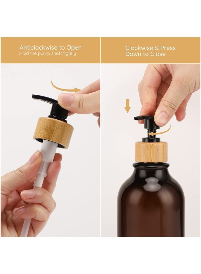Shampoo Dispenser, 2pcs Empty Refillable Pump Bottle with Labels, 450ml Plastic Press Lotion Dispenser Bathroom Shower Containers for Conditioner Hand Wash Gel Dish Soap  - Image 3