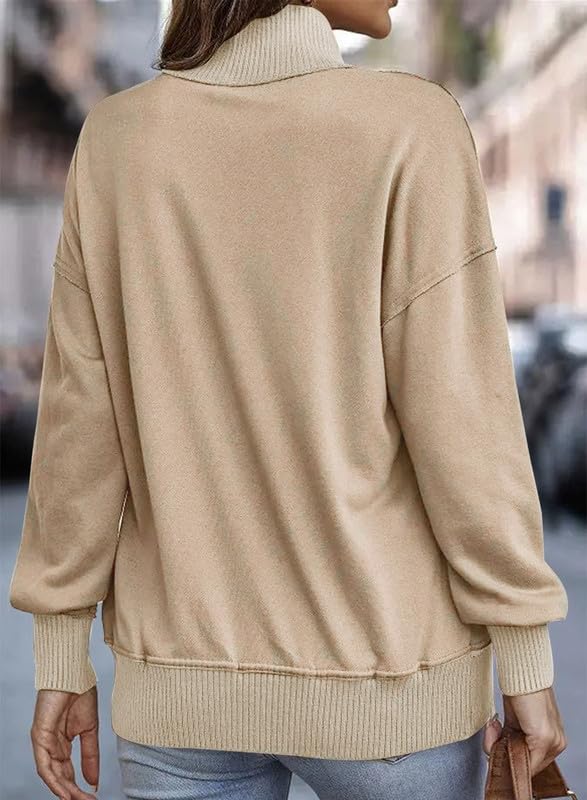 Shein SHEWIN Oversized Sweatshirt for Women Loose Fit Casual V Neck Pullover Sweatshirts Lightweight Fall Long Sleeve Tops for Women 2025,US 16-18(XL),Khaki - Image 5