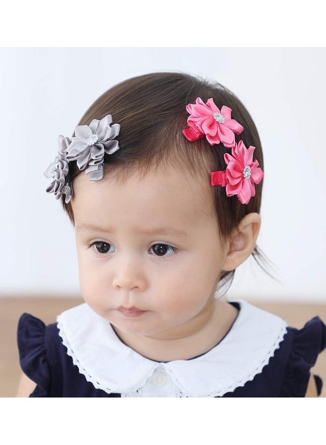 QandSweet 32 Pcs Baby Hair Clips Safety Clip Rhinestone Flower Barrettes for Toddler Girl Teens and Childrens - Image 3