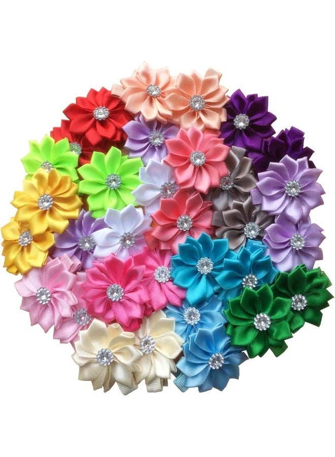 QandSweet 32 Pcs Baby Hair Clips Safety Clip Rhinestone Flower Barrettes for Toddler Girl Teens and Childrens - Image 1