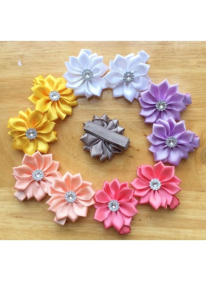 QandSweet 32 Pcs Baby Hair Clips Safety Clip Rhinestone Flower Barrettes for Toddler Girl Teens and Childrens - Image 4