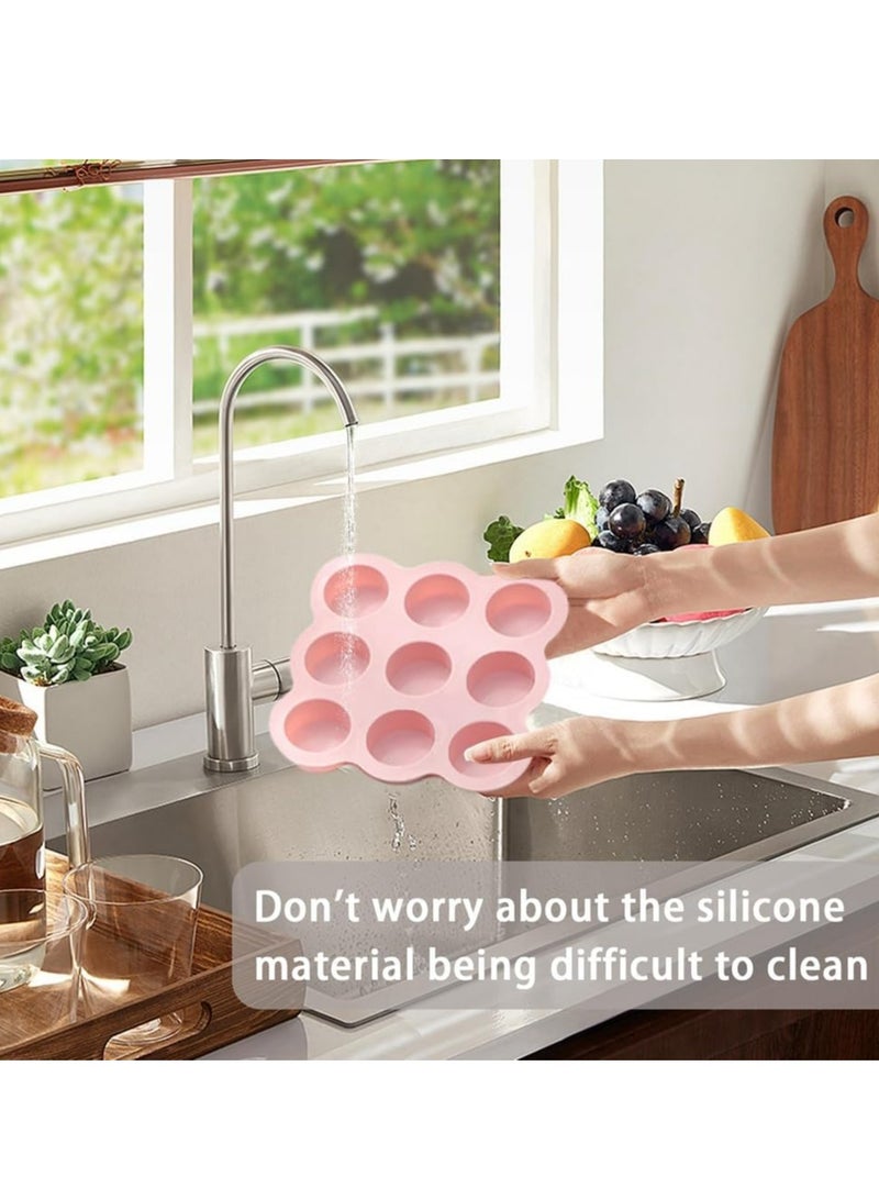 Oasisgalore 2 Pcs Silicone Mini Muffin Pan, 9-Cup Non-Stick Mold in Pink and Gray, Ideal for Muffins, Cakes, Tarts, Breads - Image 5