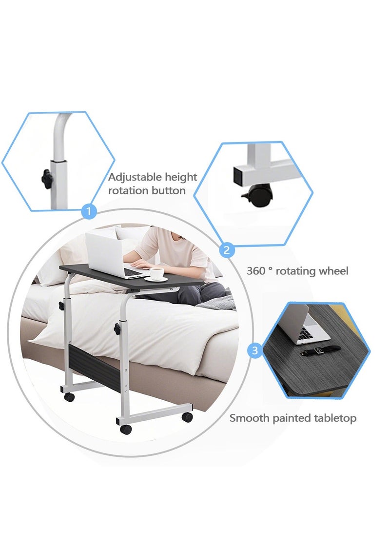 Yolu Adjustable Home Office Desk,Portable Bedside Laptop Table, Height-Adjustable Study Computer Desk for Small Spaces, Movable Sofa Side Table on Wheels - Image 3