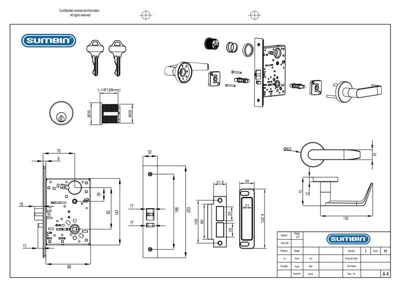 SUMBIN Office Commercial Door Locks Heavy Duty Grade 1 Lever Lock, Non-Handed, UL 3 Hour Fire Rated, ADA Compliant, Matt Bronze Finish (Office) - Image 2