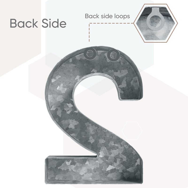 CraftyCrocodile 7"" Galvanized Metal Numbers for Wall Decor - 3D Number 2 for Hanging & Free Standing - Decorative Rustic Table Numbers for the Living Room  Bedroom  Kitchen - Image 3