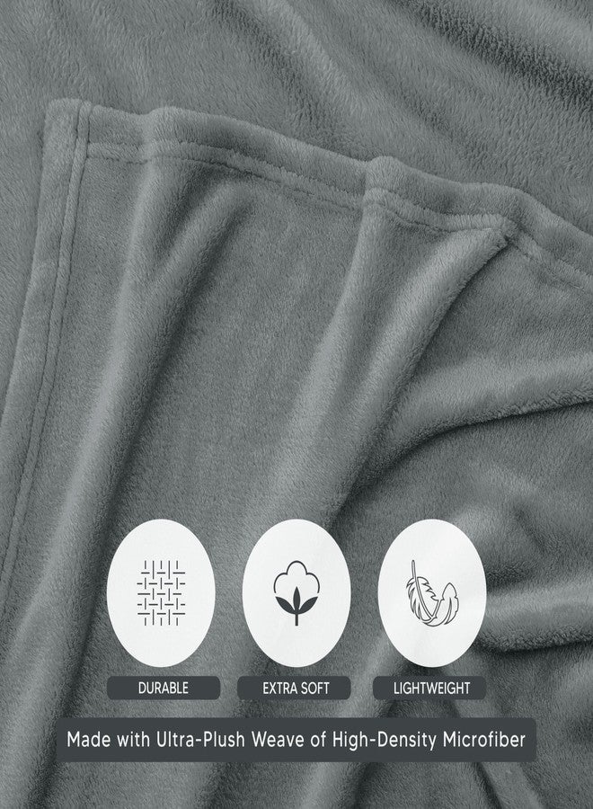 Utopia Bedding Cool Grey Fleece Blanket Queen Size Fuzzy Soft Anti-Static Microfiber Bed Blanket (90x90 Inch) - Image 3