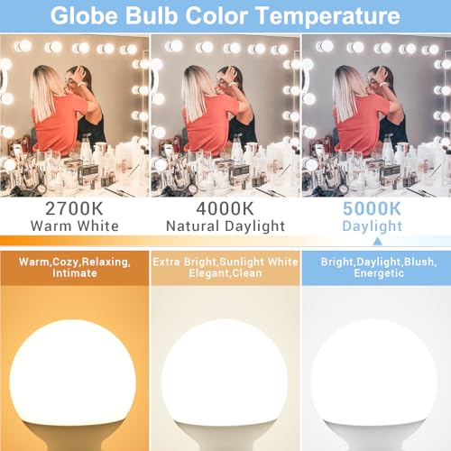 hansang Vanity Light Bulb 5000K Daylight 8 Pack G25 LED Globe Light Bulb for Bathroom Vanity Mirror Decorative,E26 Medium Base, 5W 60W Incandescent Equivalent,500LM,Non-dimmable - Image 3