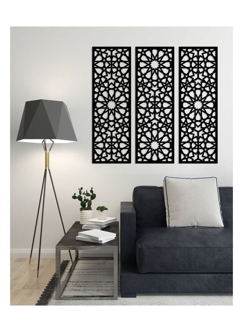 Decorative arabesque style wooden wall Art 3 panels 80X80 cm