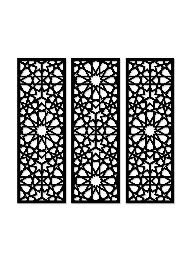 Home Gallery Decorative arabesque style wooden wall Art 3 panels 80X80 cm  - Image 2
