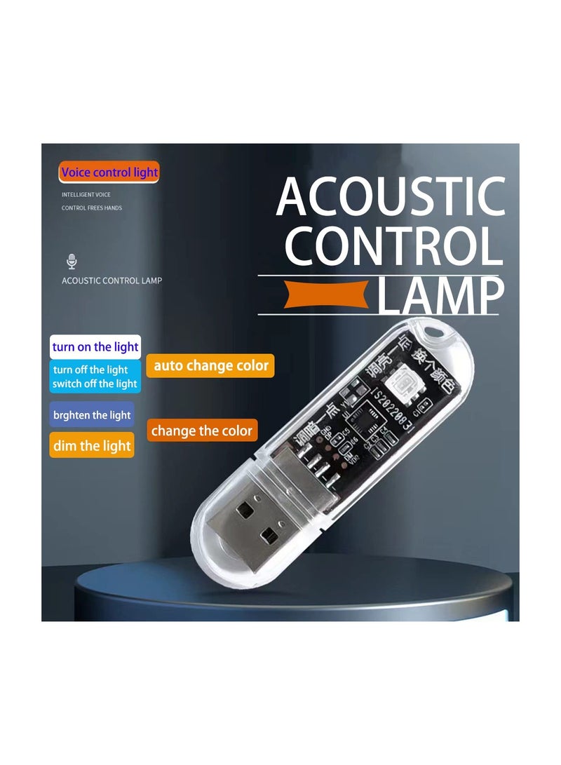 SOLARAE Voice Activated Usb Small Led Night Light, Plug-In Brightness for Car 7 Colors Mini Nightlight Read Lamp Bright for Bedroom for Car Atmosphere Colorful Be Used Wall Camping Bedroom Portable(4 Pcs ) - Image 2